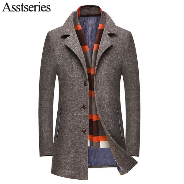 2017 new winter men's turn-down collar wool coats men woolen thick trench coat detachable scarf woolen blends 198wy, Black
2017 new winter men's turn-down collar wool coats men woolen thick trench coat detachable scarf woolen blends 198wy, Black