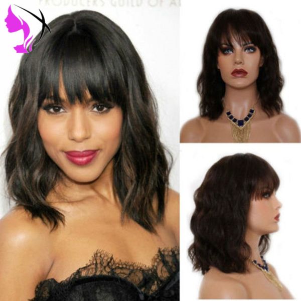 fashion short natural brazilian lace front wig with bangs short bob wig synthetic hair for africa women, Black
fashion short natural brazilian lace front wig with bangs short bob wig synthetic hair for africa women, Black