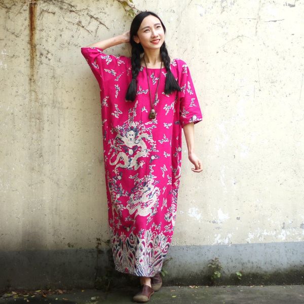 red blue printed plus size women long dress chinese style oversized loose dress robe femme brand linen cotton print a004, White;black
red blue printed plus size women long dress chinese style oversized loose dress robe femme brand linen cotton print a004, White;black