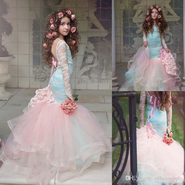 flower girls dresses 2019 lace long sleeves tired tulle pageant gowns for little girl children party dresses, White;blue
flower girls dresses 2019 lace long sleeves tired tulle pageant gowns for little girl children party dresses, White;blue