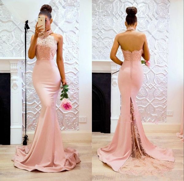 high neck pink evening dresses backless appliques lace long mermaid 2019 high fashion prom party gowns pageant dress custom size, Black;red
high neck pink evening dresses backless appliques lace long mermaid 2019 high fashion prom party gowns pageant dress custom size, Black;red