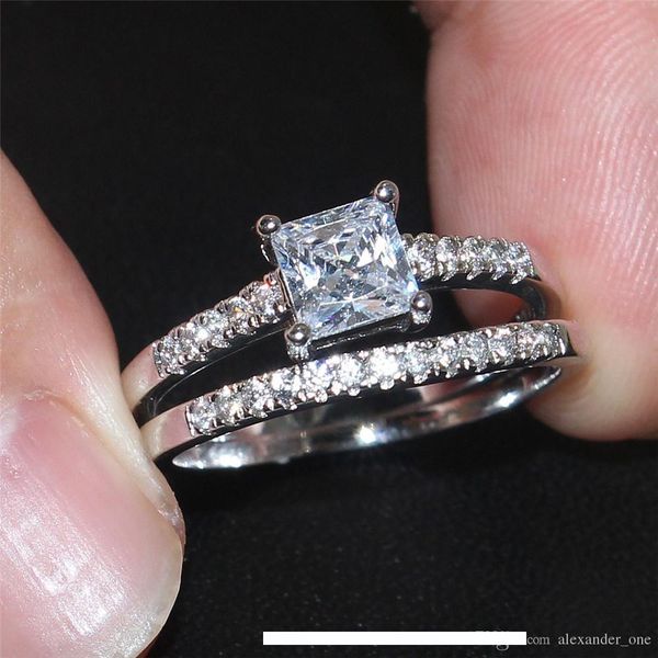 pop uspecial fashion 10kt white gold filled square cz simulated diamond gemstone rings sets wedding bride band jewelry sert for women 2-in-1, Silver
pop uspecial fashion 10kt white gold filled square cz simulated diamond gemstone rings sets wedding bride band jewelry sert for women 2-in-1, Silver