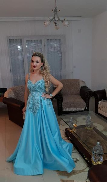 a line blue formal long prom dress sweet heart rhinestones beaded elegant evening dresses, Black
a line blue formal long prom dress sweet heart rhinestones beaded elegant evening dresses, Black