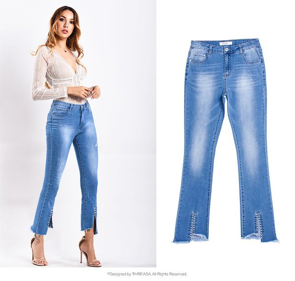 skinny jeans woman 2019 vadim jeansy damskie new sheinside broken jean rivet edging split leg denim pants micro horn jeans woman, Blue
skinny jeans woman 2019 vadim jeansy damskie new sheinside broken jean rivet edging split leg denim pants micro horn jeans woman, Blue