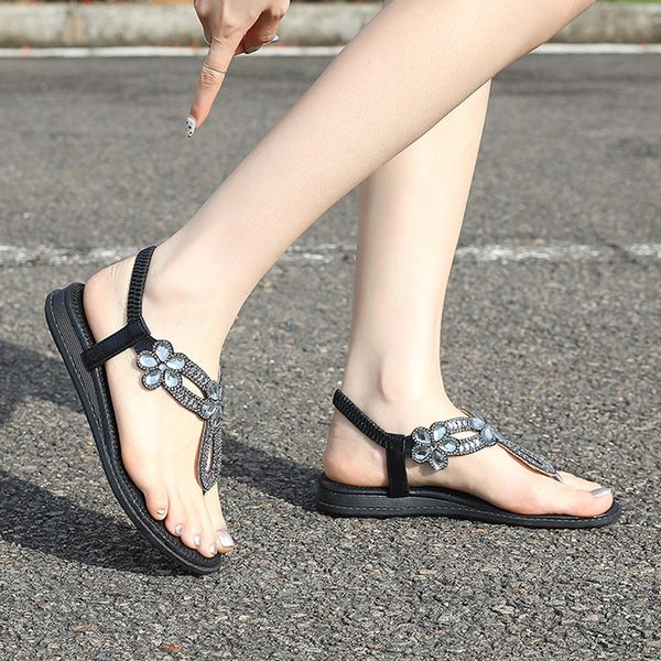2020 flat sandals plus size flat heel rhinestone sandals bohemian comfortable women's shoes, Black
2020 flat sandals plus size flat heel rhinestone sandals bohemian comfortable women's shoes, Black