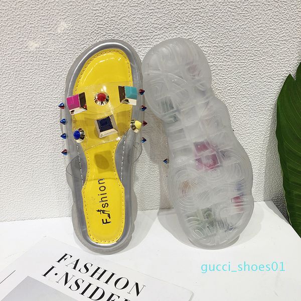 luxury designer women shoes designer slippers transparent color rivet platform slide lady flip flops studded anti-skid thick bottom #0 g01, Black
luxury designer women shoes designer slippers transparent color rivet platform slide lady flip flops studded anti-skid thick bottom #0 g01, Black