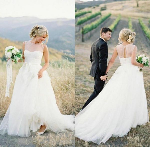 Wedding Dresses 2019 Modest Sheer Jewel Neck Fairy Tulle Skirt Full length Vintage Western Cowgirl Country Farm Wedding Gown
Wedding Dresses 2019 Modest Sheer Jewel Neck Fairy Tulle Skirt Full length Vintage Western Cowgirl Country Farm Wedding Gown