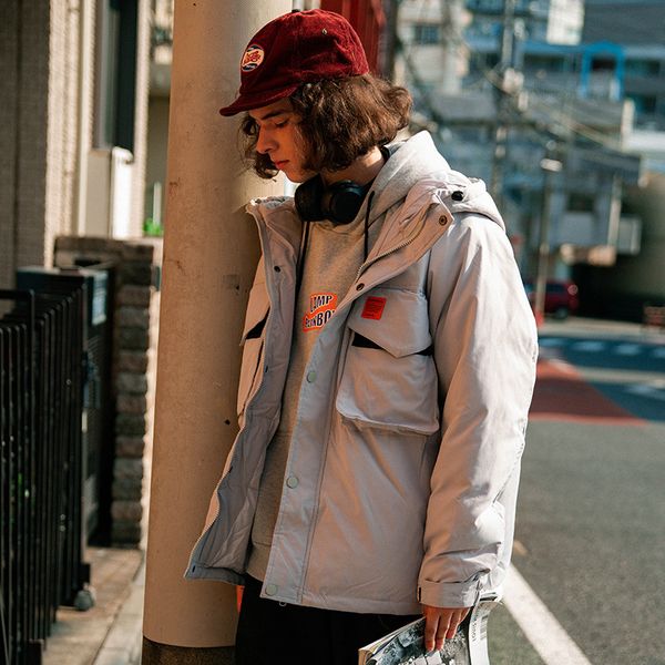 men winter coat thick men solid color leisure korean style bread jacket new parka outwear with multi-pocket, Black
men winter coat thick men solid color leisure korean style bread jacket new parka outwear with multi-pocket, Black