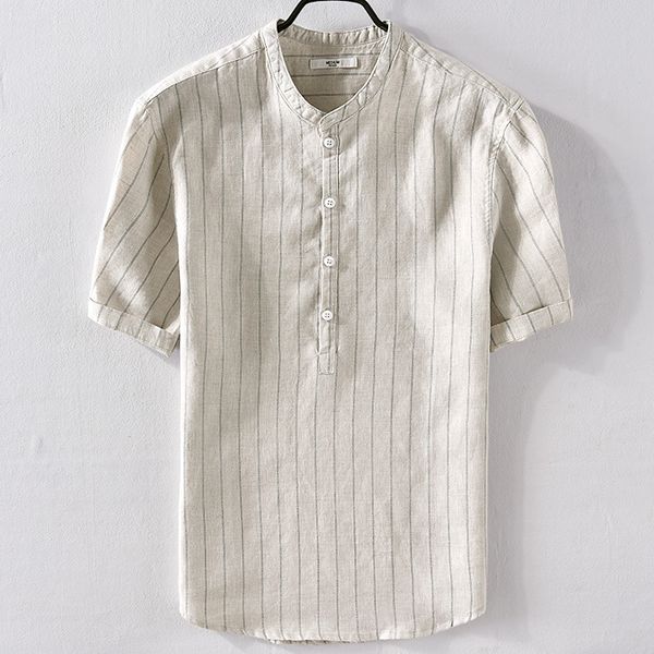 men's casual shirts 2021 brand linen short-sleeved striped shirt slim flax mens -3xl summer white male camisa, White;black
men's casual shirts 2021 brand linen short-sleeved striped shirt slim flax mens -3xl summer white male camisa, White;black