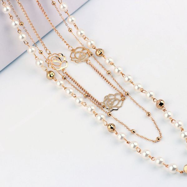 women rhinestone multi layer long necklace imitation pearls sweater chain necklaces jewelry k2, Silver
women rhinestone multi layer long necklace imitation pearls sweater chain necklaces jewelry k2, Silver