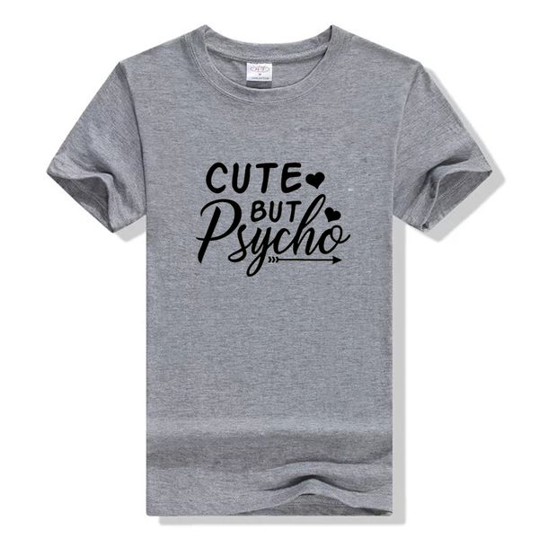 women tshirt o-neck short sleeve tumblr tee summer women t-shirt harajuku letter cute but psycho print shirt casual, White
women tshirt o-neck short sleeve tumblr tee summer women t-shirt harajuku letter cute but psycho print shirt casual, White