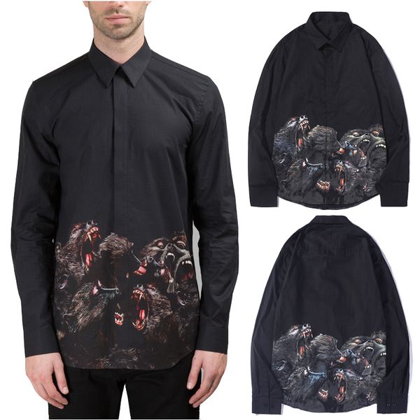 man designer shirt monkey brothers printed longsleeves cotton causal shirts trim fit fashion street wear for male, White;black
man designer shirt monkey brothers printed longsleeves cotton causal shirts trim fit fashion street wear for male, White;black