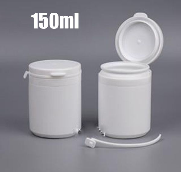 

100pcs 150ml plastic white tearing jar, 150g empty packing bottle, solid bottle, powder storage, pill container wide mouthtearing flip cap