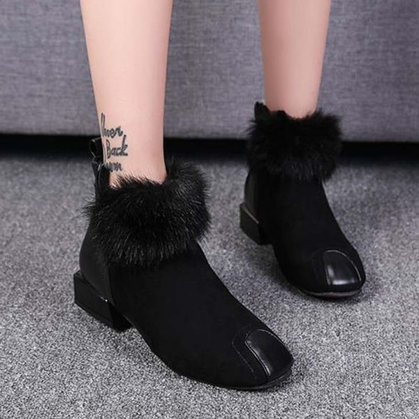 women black faux fur warm ankle boots slip on square toe winter sapato feminino rubber casual shoes xwx
women black faux fur warm ankle boots slip on square toe winter sapato feminino rubber casual shoes xwx