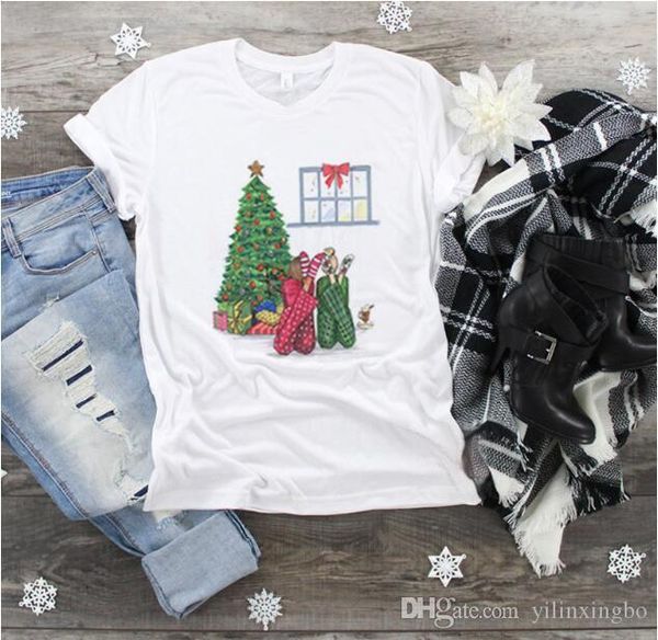 2019 merry christmas christmas girl fashion illustration print round neck t-shirt, White
2019 merry christmas christmas girl fashion illustration print round neck t-shirt, White