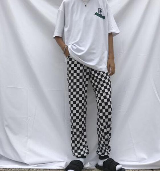 2020 retro harajuku checkerboard japanese hip hop kpop slim elastic waist pant tracksuit trouser men straight long pants unisex, Black
2020 retro harajuku checkerboard japanese hip hop kpop slim elastic waist pant tracksuit trouser men straight long pants unisex, Black