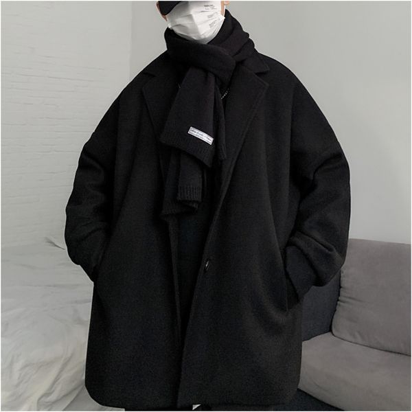 2019 autumn and winter new harajuku bf wind long section woolen retro loose fashion casual jacket coat gray / black m
2019 autumn and winter new harajuku bf wind long section woolen retro loose fashion casual jacket coat gray / black m