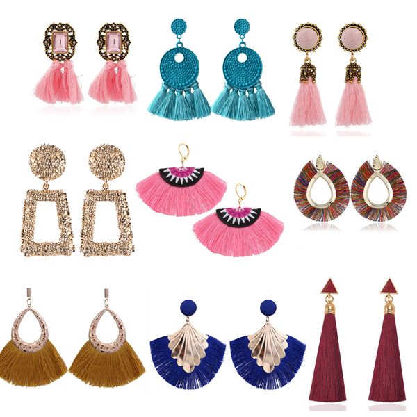 9 pairs tassel earrings for women earrings tiered dangle long metal tassel hoop fringe bohemian fringe drop earring, Silver
9 pairs tassel earrings for women earrings tiered dangle long metal tassel hoop fringe bohemian fringe drop earring, Silver