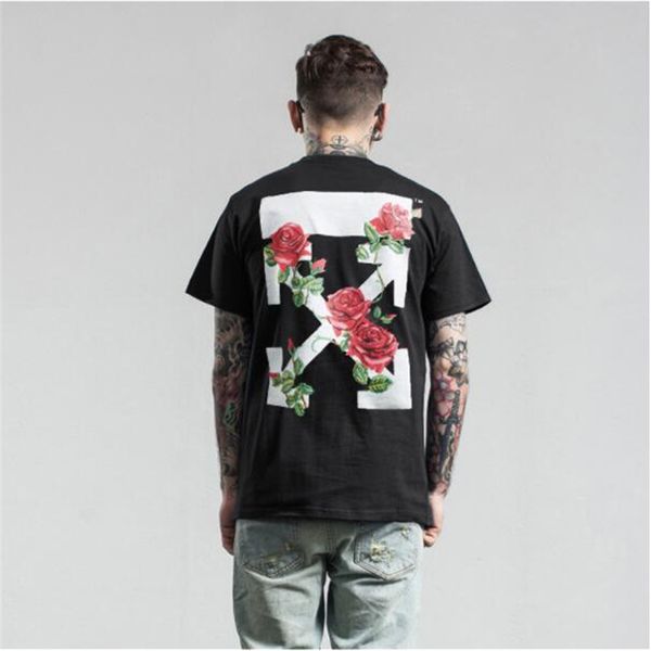 high street t-shirt for teenager fashion breathable with printed roses tide brand cotton mens tees, White;black
high street t-shirt for teenager fashion breathable with printed roses tide brand cotton mens tees, White;black