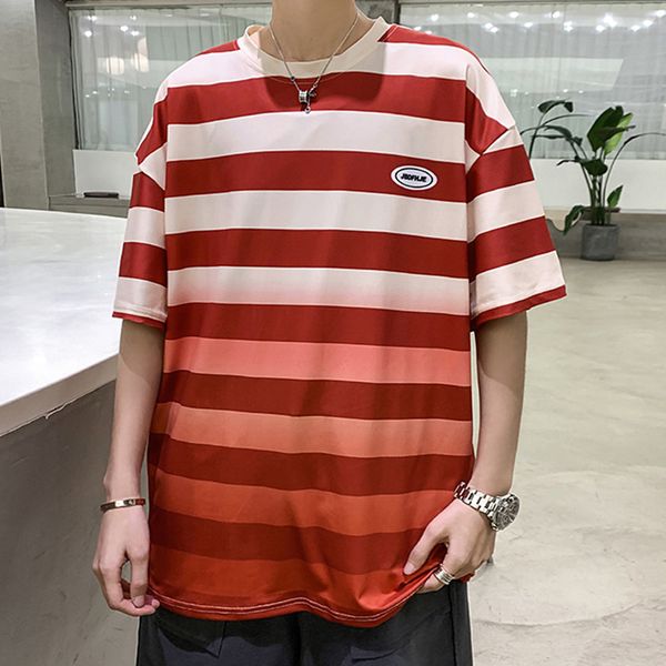 youth striped gradient loose t-shirt five-point sleeved korean version hong kong style clothes summer student couple streetwear, White;black
youth striped gradient loose t-shirt five-point sleeved korean version hong kong style clothes summer student couple streetwear, White;black