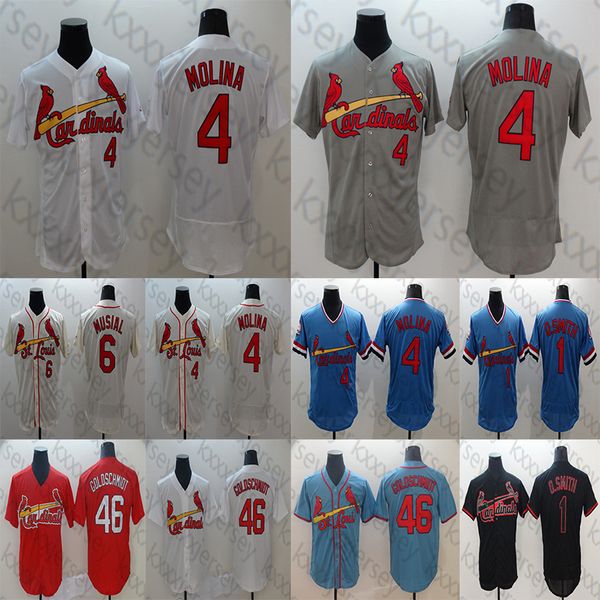 St. Louis Men's Cardinals Jersey 4 Yadier Molina 46 Paul Goldschmidt 1 Ozzie Smith 6 Stan Musial Blue Black Red Baseball Jerseys
St. Louis Men's Cardinals Jersey 4 Yadier Molina 46 Paul Goldschmidt 1 Ozzie Smith 6 Stan Musial Blue Black Red Baseball Jerseys