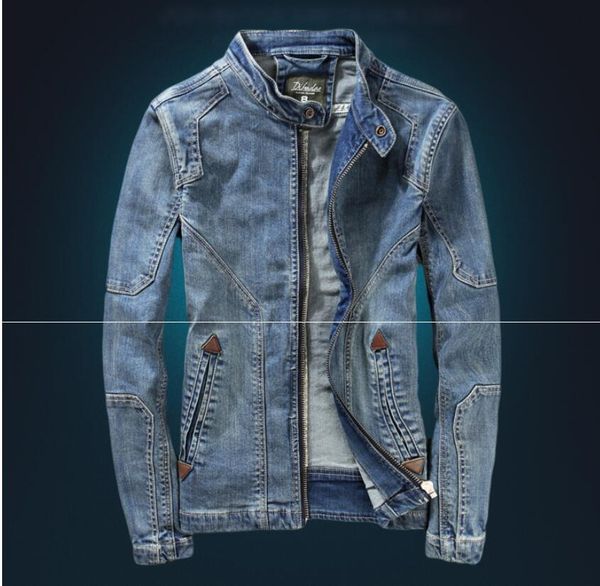 2019 autumn and winter new stitching denim jacket men's slim stand collar retro large size denim jacket motorcycle clothing, Black;brown
2019 autumn and winter new stitching denim jacket men's slim stand collar retro large size denim jacket motorcycle clothing, Black;brown