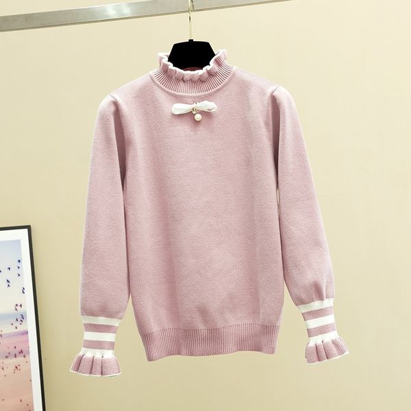 women new ruffled collar knitted sweater turtleneck ruffles lantern sleeve butterfly pearl pullover sweater jumper femme pull, White;black
women new ruffled collar knitted sweater turtleneck ruffles lantern sleeve butterfly pearl pullover sweater jumper femme pull, White;black