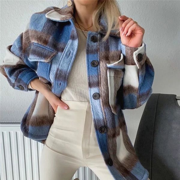 women's jackets 2021 women casual plaid blue bsk cotton long jacket female spring fashion single breasted loose shirt outwear double po, Black;brown
women's jackets 2021 women casual plaid blue bsk cotton long jacket female spring fashion single breasted loose shirt outwear double po, Black;brown