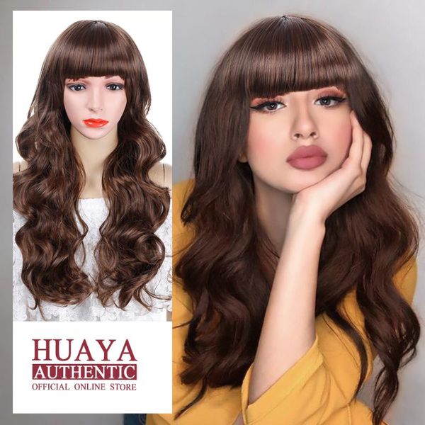 huaya wig women wigs natural brown long wavy curly synthetic hairpieces heat resistant fiber with bangs daily cosplay wig, Black
huaya wig women wigs natural brown long wavy curly synthetic hairpieces heat resistant fiber with bangs daily cosplay wig, Black