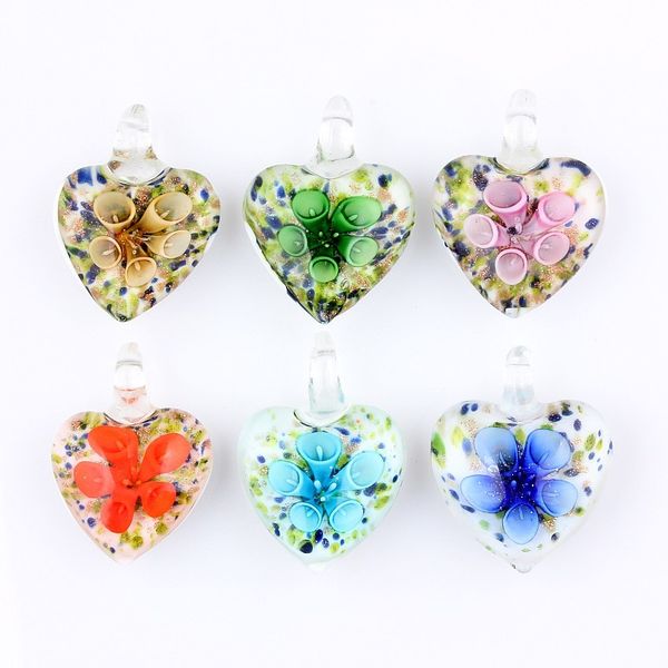 qianbei wholesale 6pcs handmade murano lampwork glass color glory flower heart pendant fit necklace christams gift, Silver
qianbei wholesale 6pcs handmade murano lampwork glass color glory flower heart pendant fit necklace christams gift, Silver