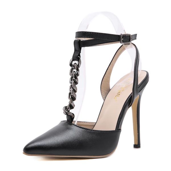 12cm pumps high-heeled shoes female pointed stiletto nightclub word with rivets wild sandals female, Black
12cm pumps high-heeled shoes female pointed stiletto nightclub word with rivets wild sandals female, Black
