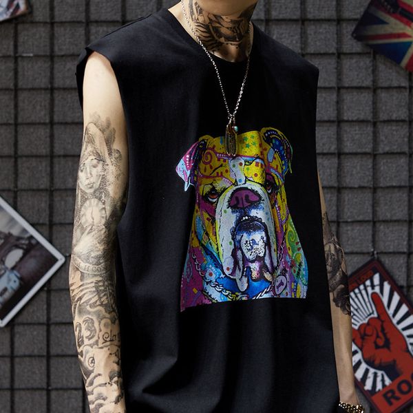 man chao brand personality trend hip-hop loose sleeveless tank originally created high street shoulder, White;black
man chao brand personality trend hip-hop loose sleeveless tank originally created high street shoulder, White;black