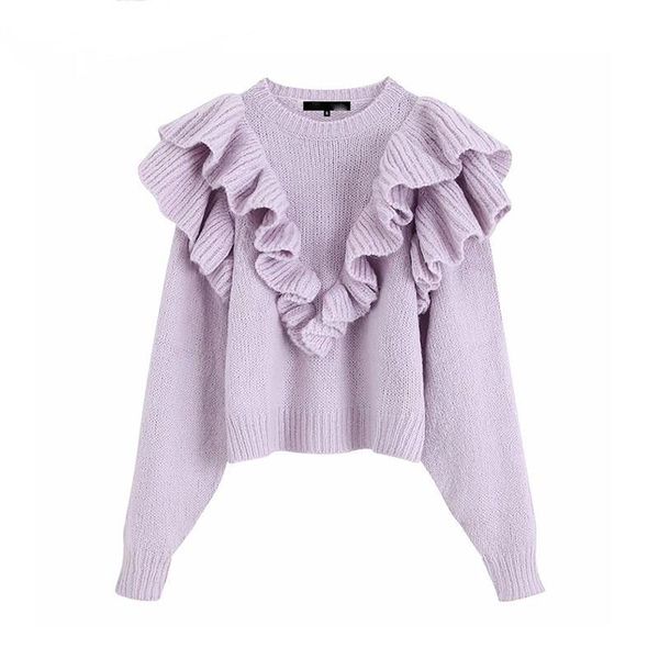 2019 fall winter women o neck long sleeve sweater jumpers sweet chic ruffles sweater knitted female short, White;black
2019 fall winter women o neck long sleeve sweater jumpers sweet chic ruffles sweater knitted female short, White;black