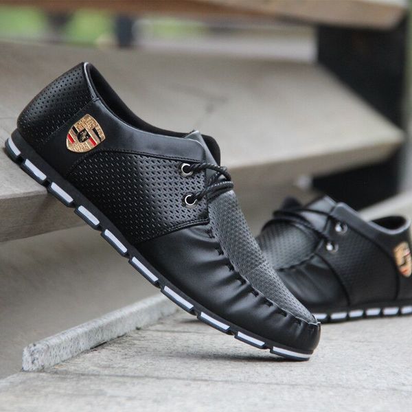 2018large size fashion shoes leath, Black