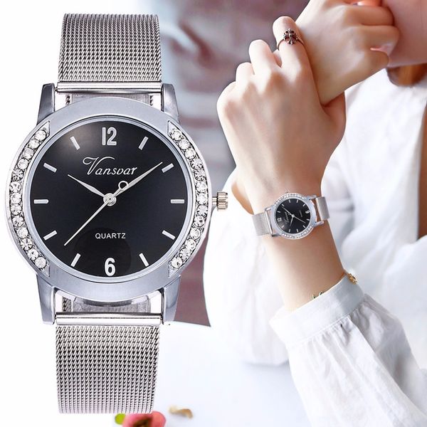 vansvar brand women silver mesh rhinestone watch luxury stainless steel watch for dropshipping clock, Slivery;brown
vansvar brand women silver mesh rhinestone watch luxury stainless steel watch for dropshipping clock, Slivery;brown