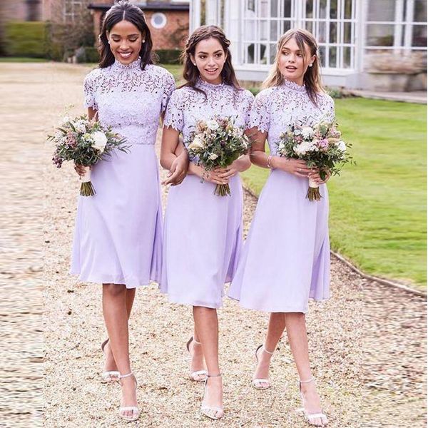 high neck lace short sleeves knee length bridesmaids dresses 2021 modest vestidos de bridesmaids junior honor of maid prom gowns, White;pink
high neck lace short sleeves knee length bridesmaids dresses 2021 modest vestidos de bridesmaids junior honor of maid prom gowns, White;pink