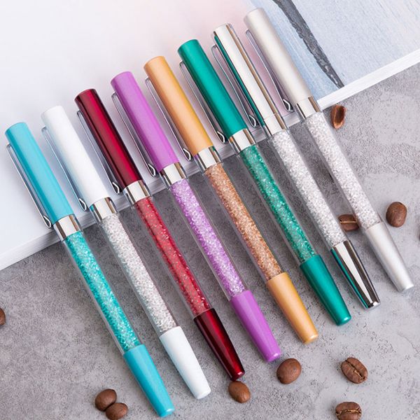 New Colorful Crystal Sign Name Metal Ballpoint Pens Writing Student Office School Business Stationery Supplies