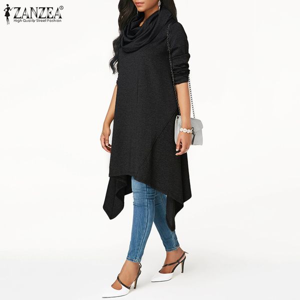 zanzea 2019 fashion women's sweatshirt casual loose turtleneck hoodies sweatshirts asymmetrical hoodie pockets sudadera mujer, Black
zanzea 2019 fashion women's sweatshirt casual loose turtleneck hoodies sweatshirts asymmetrical hoodie pockets sudadera mujer, Black
