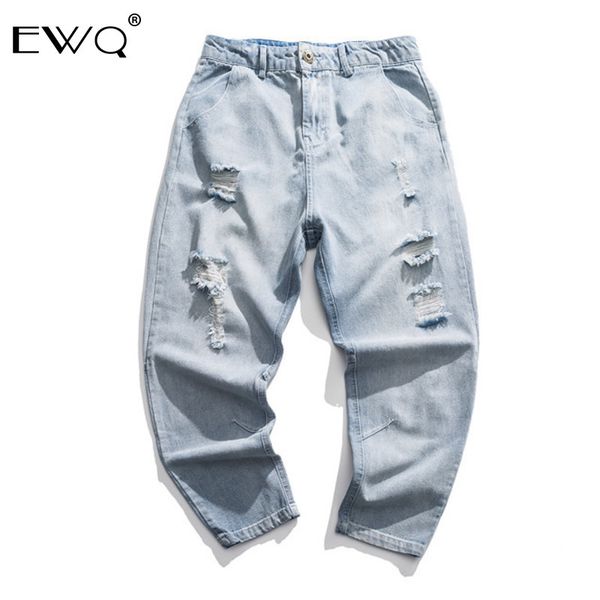 ewq / men's jeans 2020 spring summer new hole denim pants new trend high street personality casual trousers for male 9y484, Blue 
ewq / men's jeans 2020 spring summer new hole denim pants new trend high street personality casual trousers for male 9y484, Blue