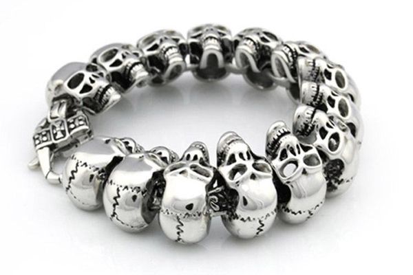 high quatity fashion punk cool men's skeleton chain bracelet retro silver stainless steel many retro skull bracelets jewelry, Golden;silver
high quatity fashion punk cool men's skeleton chain bracelet retro silver stainless steel many retro skull bracelets jewelry, Golden;silver