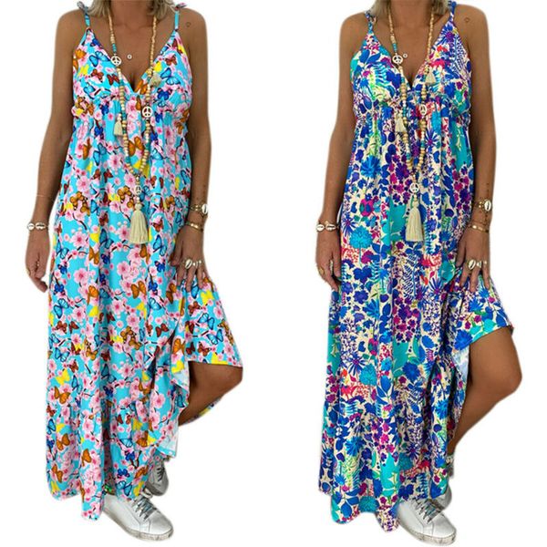 womens strappy floral loose maxi dress beach summer casual plus size sundress, Black;gray
womens strappy floral loose maxi dress beach summer casual plus size sundress, Black;gray