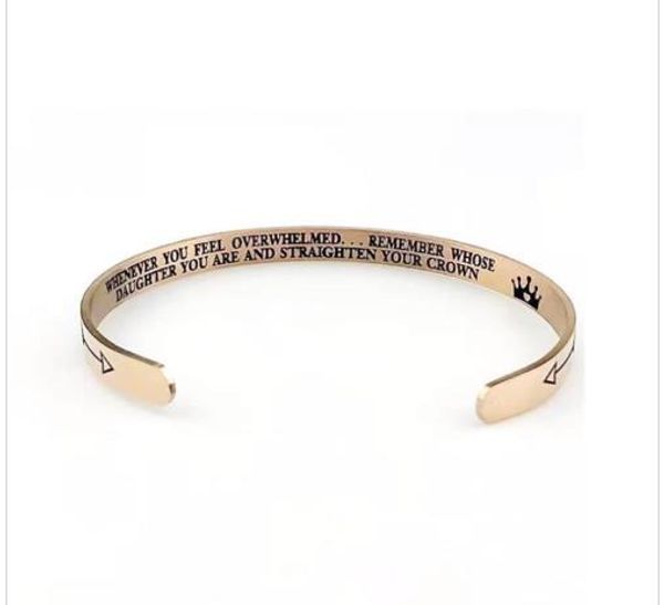 stainless steel bracelet cuff bracelets remember whose daughter you are, Golden;silver
stainless steel bracelet cuff bracelets remember whose daughter you are, Golden;silver