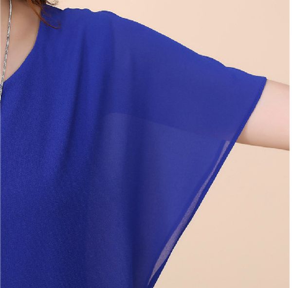 2018 summer wear new style korean-style short sleeve large size dress slimming bat chiffon base shirt, White
2018 summer wear new style korean-style short sleeve large size dress slimming bat chiffon base shirt, White