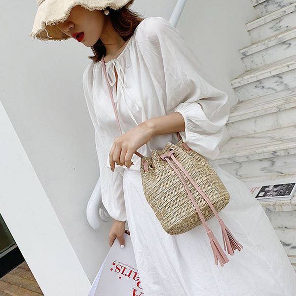 fashion women bag sweet beach all-match straw solid color drawstring shoulder bag concise bucket shape shoulder
fashion women bag sweet beach all-match straw solid color drawstring shoulder bag concise bucket shape shoulder