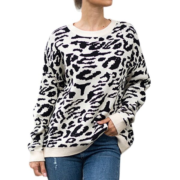fashion leopard print sweaters female casual o-neck oversize knitted pulover feminino casual streetwear knitwear sweater, White;black
fashion leopard print sweaters female casual o-neck oversize knitted pulover feminino casual streetwear knitwear sweater, White;black