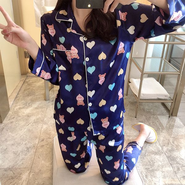 pajamas for women 2019 new autumn winter long sleeve silk sleepwear set for women home clothes print long pant, Black;red
pajamas for women 2019 new autumn winter long sleeve silk sleepwear set for women home clothes print long pant, Black;red