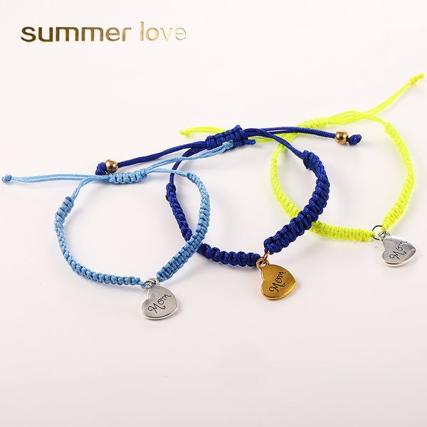 new arrival hanmade woven wax string heart mom pendants bracelet for women mother fashion lucky rope gold silver plated braid bracelet, Black
new arrival hanmade woven wax string heart mom pendants bracelet for women mother fashion lucky rope gold silver plated braid bracelet, Black