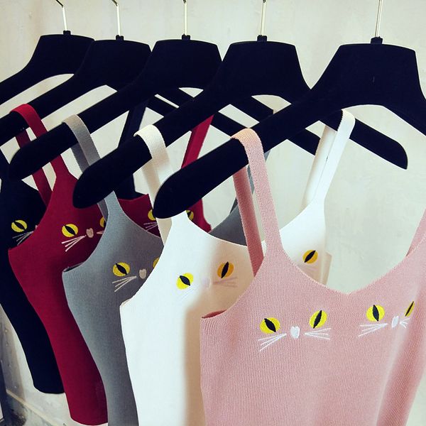 2pcs/lot new korean version slimming cartoon cat embroidery knitted vest suspender bottom blouse ladies' tank, Black;white
2pcs/lot new korean version slimming cartoon cat embroidery knitted vest suspender bottom blouse ladies' tank, Black;white