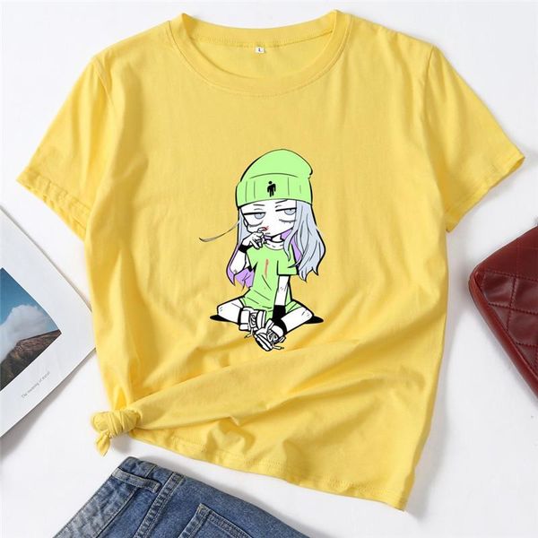 print tees fashion crew neck clothing womens casual cute womens designer t shirts billie eilish, White
print tees fashion crew neck clothing womens casual cute womens designer t shirts billie eilish, White