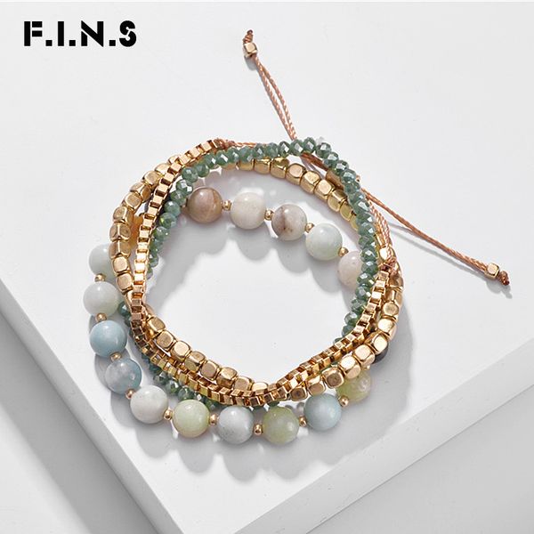 f.i.n.s women fashion jewelry multi layers square metal beaded bracelets stackable natural stone box chain adjustable bracelet, Golden;silver 
f.i.n.s women fashion jewelry multi layers square metal beaded bracelets stackable natural stone box chain adjustable bracelet, Golden;silver